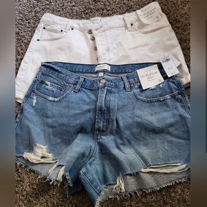 2 pairs New With Tags Abercrombie and Fitch denim shorts 33/16 womens